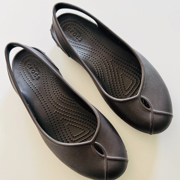 CROCS "Olivia II" Slip-On Slingback Flats Size 7 Brown - Picture 1 of 6